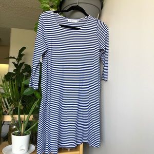 Fighting Eel: Navy and White Striped Dress